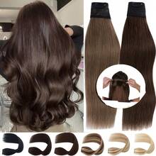 巴西接发片自然直发雷米真人发隐形无缝接发片 - 彩色 - 查看 3