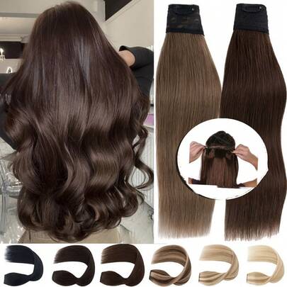 巴西接发片自然直发雷米真人发隐形无缝接发片