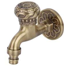 Grifo de Agua de Latón Antiguo para Fregadero de Cocina y Baño - Grifo de Pared con Conexión G1/2 y Montaje en Pared para Lavadero, Hogar, Lavadora y Jardín - 1 - Ver 10