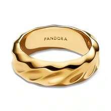 Pandora Rippled Wide Band Ring | Fall Fashion | Women Bangles - 金色 - 查看 2