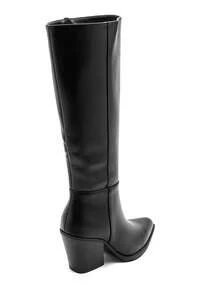 Bottes And Haute Au Style Western, En Simili Cuir Lisse Avec Bout Pointu And Talon Biseauté Confortable. Un Modèle Chic And Intemporel - Black - View 6