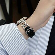 1pc Genuine Leather Single Chain Strap, Fashion Smartwatch Band Compatible With Apple 38mm 40mm 41mm 42mm 44mm 45mm 49mm, Series 8 7 6 5 4 SE