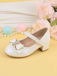 Girls' Fashion White Patent Leather Bow Tie Dress Shoes, Suitable For Formal Occasions, Parties, Weddings, Performances, Dances, Holidays, Suitable For Toddlers, Little Girls, And Big Girls