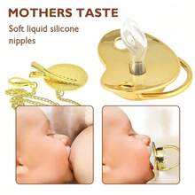 一套个性化婴儿安抚奶嘴和奶嘴夹，奢华水钻皇冠硅胶安抚奶嘴，新生儿烫金印花奶嘴夹套装，万圣节和圣诞节礼物 - 彩色 - 查看 3