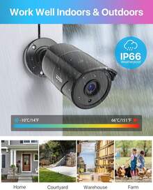 ZOSI 4 Pack 1080p Wired Home Security Cameras With Audio Recording, Built-In Microphone, 2MP 1920TVL HD-TVI Outdoor Indoor CCTV Cameras With 120ft IR Night Vision IP66 Weatherproof - 查看 4