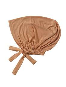 Women's Solid Color Elastic Band Adjustable Scarf Hat - Camel - View 7