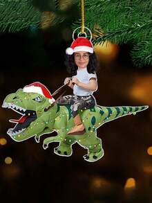 Personalisierte Weihnachtsornament mit individuellem Gesicht auf Dinosaurier oder Einhorn, lustige Feiertags-Dekoration, einzigartiges Geschenk für Kinder, Familie und Freunde, personalisierte Name/Foto Ornament, Weihnachtsbaum Hängedekoration, Sammlerstück 2025, Feiertags-Dekoration