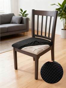 1 pieza Funda de asiento de silla de jacquard gruesa, funda de silla elástica desmontable y antideslizante para sala de estar, restaurante, cocina