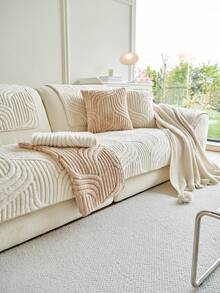 1 pieza Funda de cojín de sofá de felpa gruesa y suave de estilo minimalista, protector de sofá a prueba de mascotas, antideslizante y antipolvo, funda decorativa de sofá, fácil de limpiar, se ajusta a sofás de 1 a 4 plazas, sofás en forma de L, adecuado para sala de estar, dormitorio, estudio, oficina, fiesta, club, exterior