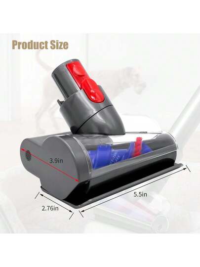 1pc Wellmi Mini Motorized Brush Head V7 V8 V10 V11 V15, Quick Release Upholstery Tool, Durable Plastic Polyester, Compatible Stofzuiger Cleaner Accessories, No Battery Required view 6