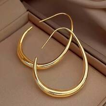 1pair Copper Material Simple U-Shaped Hoop Earrings For Women - Gold - View 6
