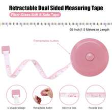 1pc SoftTouch Retractable Measuring Tape, 60 Inch Mini Double-Sided Flexible Measuring Tape, Used For Sewing, Tailoring, Weaving, Durable Blades, Portable Body And Fabric Measuring Tools,For Math Class, DIY Projects, Home Office Travel Sewing Craft And Quick Measurements,Planner Accessories,Quilting Supplies(Pink Color) - 150CM - View 3