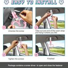 Fabbay 2 Pieces Heart Handle Keychains Car Accessory Heart Hand Strap Drift Charm For Car Interior Exterior Decoration(Pink,Thorns Style) - MàuE - Xem 4