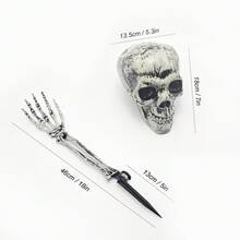 Realistic Skeleton Stakes Halloween Decorations For Lawn Stakes Garden Halloween Skeleton Decoration,Vinyl Etchings Realistic Halloween Skeleton Stakes Decorations, 3Pcs Groundbreakers Skull Head Skull Arms With Stakes Black Crack Skeleton Decor For Outdoor Yard Lawn Garden Graveyard Party Supplies ﻿,Halloween Decoration - Multicolor - View 11