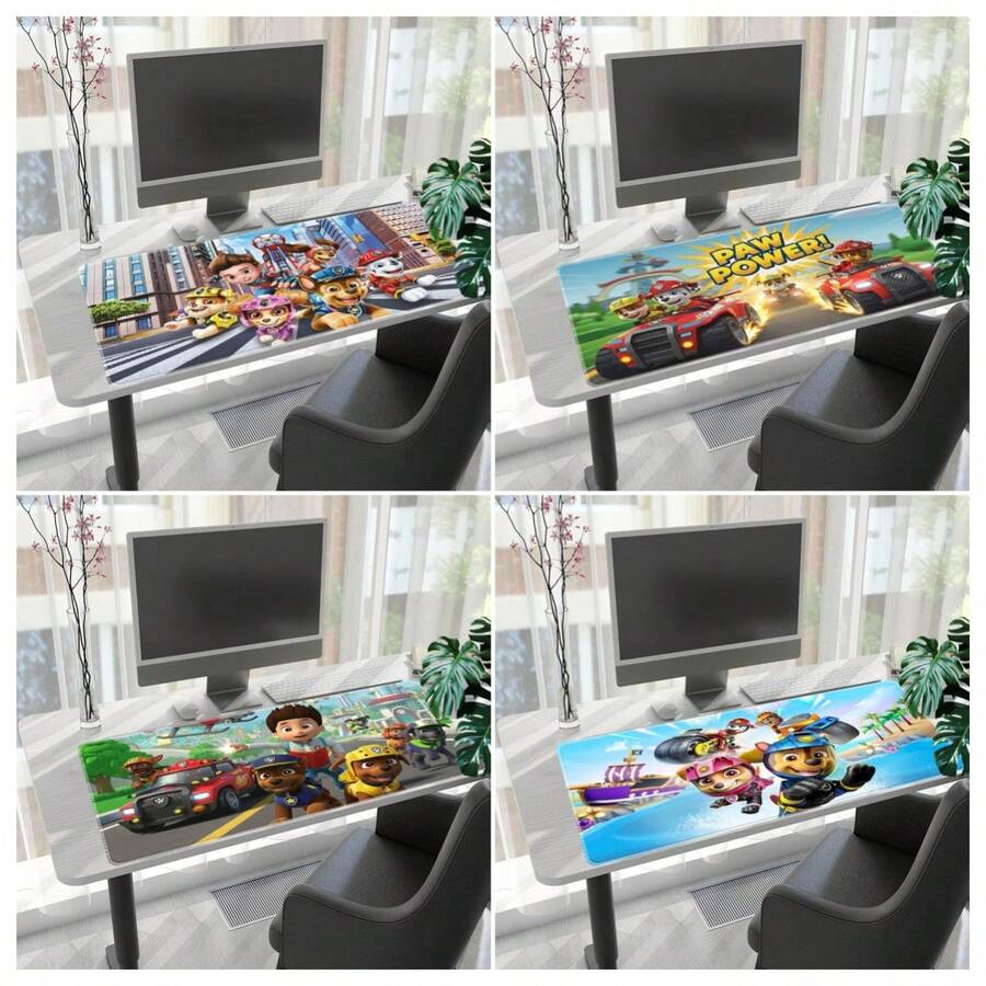 1pc  Large Mouse Pad - Anti- Rubber Desk Mat With Washable Surface, Vibrant Patrol Cartoon Character Design, Perfect For Gaming & Office Use, Ideal Gift For Fans, Kids & Family, Office & Gaming Desk Mat | Playful Cartoon Aesthetic