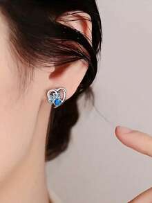 1 Paar wunderschöne Herz 925 Sterling Silber Kubikzirkonia Ohrstecker Hochzeit Jahrestag Ohrschmuck für Frauen Geschenk Edler Schmuck