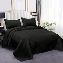 Yamel Hogar - Colcha Ligera Doble Vista - Union Por Sonido de Alta Frecuencia - Suavidad de en sueños - De Diseñador - Hipoalrgénica. Marino - Perla Matrimonial JD9S - Negro - Ver 12