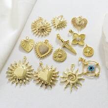 1pc Fashionable Hiphop Style Sun & Heart Pendant, DIY Bracelet, Necklace, Earrings Jewelry Accessory