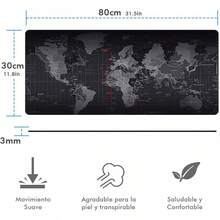 TXG Alfombrilla de Ratón de 800 * 300 * 3mm, Alfombrilla para Mouse para Juegos, Mouse Pad Portátil, Ratón Impermeable con Base de Goma Antideslizante (Patrón de Cielo Estrellado) - Patrón de Mapa del Mundo - Ver 6