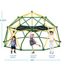 MERAX 12ft Geometric Dome Climber Play Center, Kids Climbing Dome Tower With Hammock, Rust & UV Resistant Steel Supporting 1000 LBS - 12ft-(Green + Yellow) - View 3