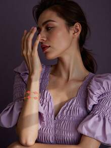 2 piezas Pulseras de cobre con flores de 5 pétalos minimalistas, adecuadas para citas, regalo de graduación, uso diario