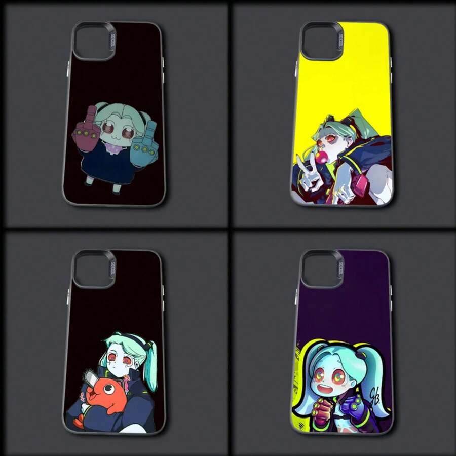 Custodia per telefono compatibile con Cyberpunk-Edgerunners per modelli 16, 15, 14, 13, 12, 11, Mini, Pro, MAX, in colore grigio opaco, antiurto e morbida, compatibile con i modelli 17, 17 Pro e 17 Pro Max