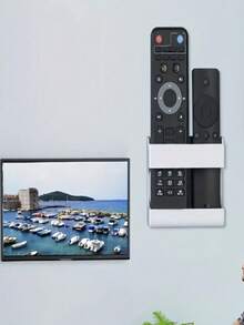 1 Estante de almacenamiento de control remoto con múltiples compartimentos "Fácil de acceder" - Estante de almacenamiento de escritorio creativo para el hogar, soporte para control remoto - Organizador de control remoto, estante flotante montado en la pared, instalación sin agujeros, soporte para control remoto montado en la pared de silicona, soporte para TV y herramientas de plástico, caja de almacenamiento montada en la pared