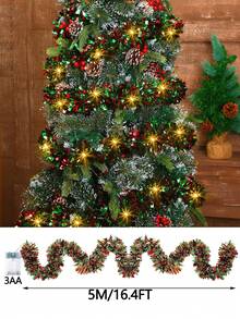 5M Guirnalda de oropel con 50 luces LED para árbol de Navidad, adornos colgantes para árbol de Navidad, Año Nuevo, decoración del hogar y exterior (alimentado por batería)