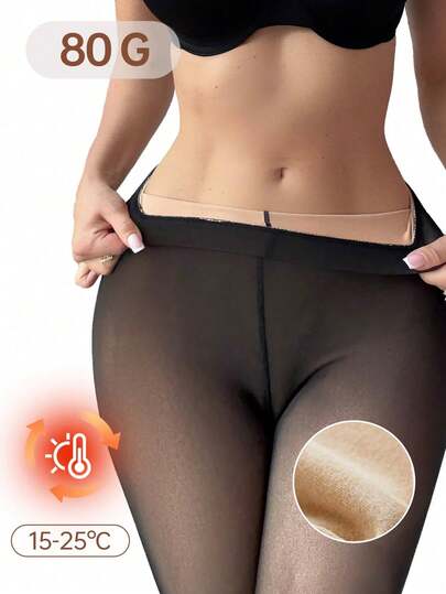 1 Pair Women's 220g/80g/300g Tights, Warm Lining Pantyhose, Sexy Semi-Sheer Pantyhose, Women's Thick Warm Leggings, Plus Size Leggings, Thick Fleece Warm Leggings And Pantyhose For Autumn/Winter, Winter Business Tight Pants (Suitable For -5-15°C)