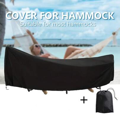 1 szt. Czarny pokrowiec na hamak ogrodowy – wytrzymały, odporny na warunki atmosferyczne pokrowiec na meble ogrodowe z poliestru z bezpiecznymi paskami, pasuje do większości hamaków do użytku w ogrodzie, na plaży, na podwórku i przy basenie, hamak na zewnątrz, relaks w ogrodzie, elegancki design, solidna konstrukcja, siatka na hamak, hamak na zewnątrz, huśtawka, kemping