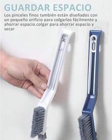 EstiloTendenciaCepillo Para BañO,2 Unidades Cepillo De Limpieza Multiusos Con Cerdas Duras Y Gancho - DiseñO En V Para Ranuras, BañO, Cocina, Ventanas, VehíCulos, Grifos, Inodoro Y PersianasCalidad PremiumVersióN Mejorada - 1 - Ver 5