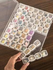 56格/4格珠宝盒，便携式可拆卸收纳盒，DIY收纳盒，带盖桌面收纳盒，药丸/药品收纳盒，透明塑料收纳盒，适用于戒指、耳环、项链、美甲饰品、电子元件，多功能收纳盒