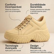 Buffalo Women's High Platform Sneakers Tractor Shoe 7cm High Promotion - 米色 - 查看 10