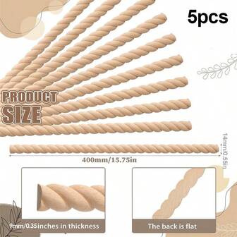 5pcs Bobbin Wood Trim Decorative Half Round Beaded Molding Sticks, Unfinished Bobbin Molding For DIY Decor, Cabinets, Furniture, Paneling, Board And Batten Projects