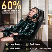 HLDIRECT Gaming Chair With Pocket Spring Cushion, Video Game Chair, Gaming Computer Chair, Ergonomic Chairs For Adults With Headrest And Lumbar Support, Swivel PU Leather Office Chair, Black - màu đen - Xem 7