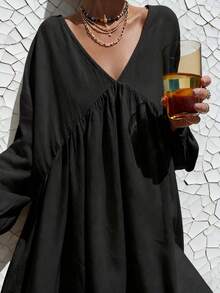 Ladies Dress Solid Color Casual Knot Ruffled Beach Daily Spring, Summer And Autumn, Elegant Clothing ,Fall Clothes For Women