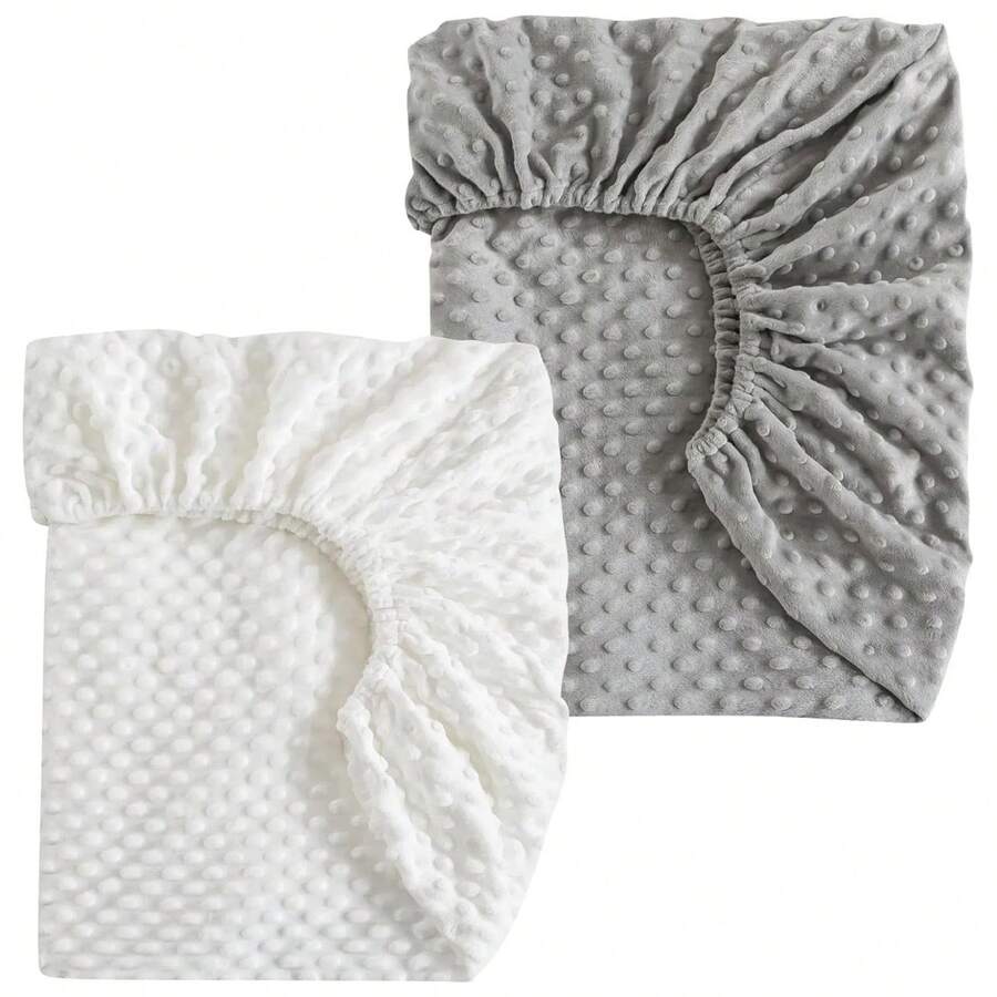 柔软的Minky婴儿床单，兼容MIKAMICKY、Baby Delight、Dream On Me、AMKE等品牌，尺寸：宽17-21英寸，长29-33英寸，厚1.5-4英寸，适合作为新生儿礼物