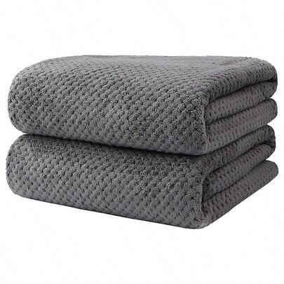 مجموعة منشفة حمام من الألياف الدقيقة (35 * 75، 70 * 140 سم)، منشفات ناعمة وماصة للغاية، خفيفة الوزن وسريعة الجفاف للجسم والرياضة واليوغا والسبا واللياقة البدنية، باللون الرمادي