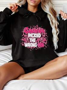 Letter Print  Pocket Hoodie, Casual Long Sleeve Drawstring Hoodies Sweatshirt, Women's Clothingfall Hoodies,Men's Fall Clothes,Street Wear,Halloween,Mens Hoodies,Y2k Clothes,Jesus Hoodie,Thanksgiving Day,Nightmare Before Christmas,Christmas,Basics,Christmas Sweatshirt,Thanksgiving Outfit Men,,Christmas Clothes,Winter Clothes For Men,Men Gifts - màu đen - Xem 1