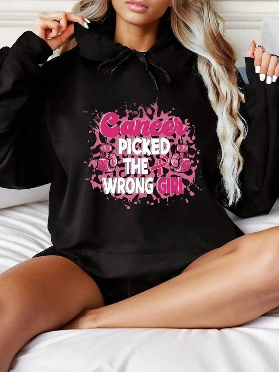 Letter Print  Pocket Hoodie, Casual Long Sleeve Drawstring Hoodies Sweatshirt, Women's Clothingfall Hoodies,Men's Fall Clothes,Street Wear,Halloween,Mens Hoodies,Y2k Clothes,Jesus Hoodie,Thanksgiving Day,Nightmare Before Christmas,Christmas,Basics,Christmas Sweatshirt,Thanksgiving Outfit Men,,Christmas Clothes,Winter Clothes For Men,Men Gifts - màu đen - Xem 1