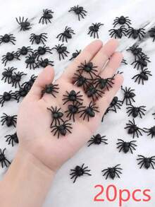 100 Pieces - Black Simulated Spiders, Realistic Plastic Spider Decorations For Halloween Decoration, Black Scary Prank Spiders For Halloween Party Decoration, Small Spider Accessories, Halloween Spiders Indoor And Outdoor Party Decoration, Garden Decoration, Room & Home Decoration, Halloween Toy Accessories, Autumn Decoration