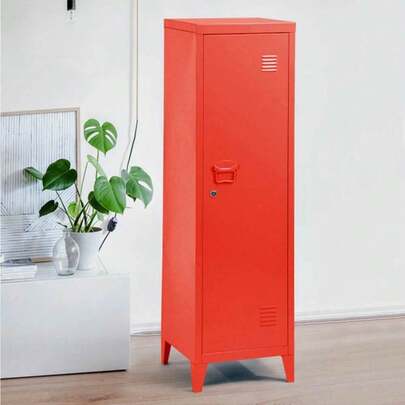 Bakaji Armadietto Armadio da Spogliatoio in Metallo Anta con Chiusura a Chiave 3 Scomparti Interni Dimensioni 138 x 38,5 x 38,5 cm