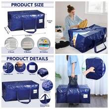 4 Pack 90L Moving Bags, Heavy Duty Moving, Waterproof Storage Bag With Window, Large Packing Bags With Zips Clothes Storage Moving Travelling Camping