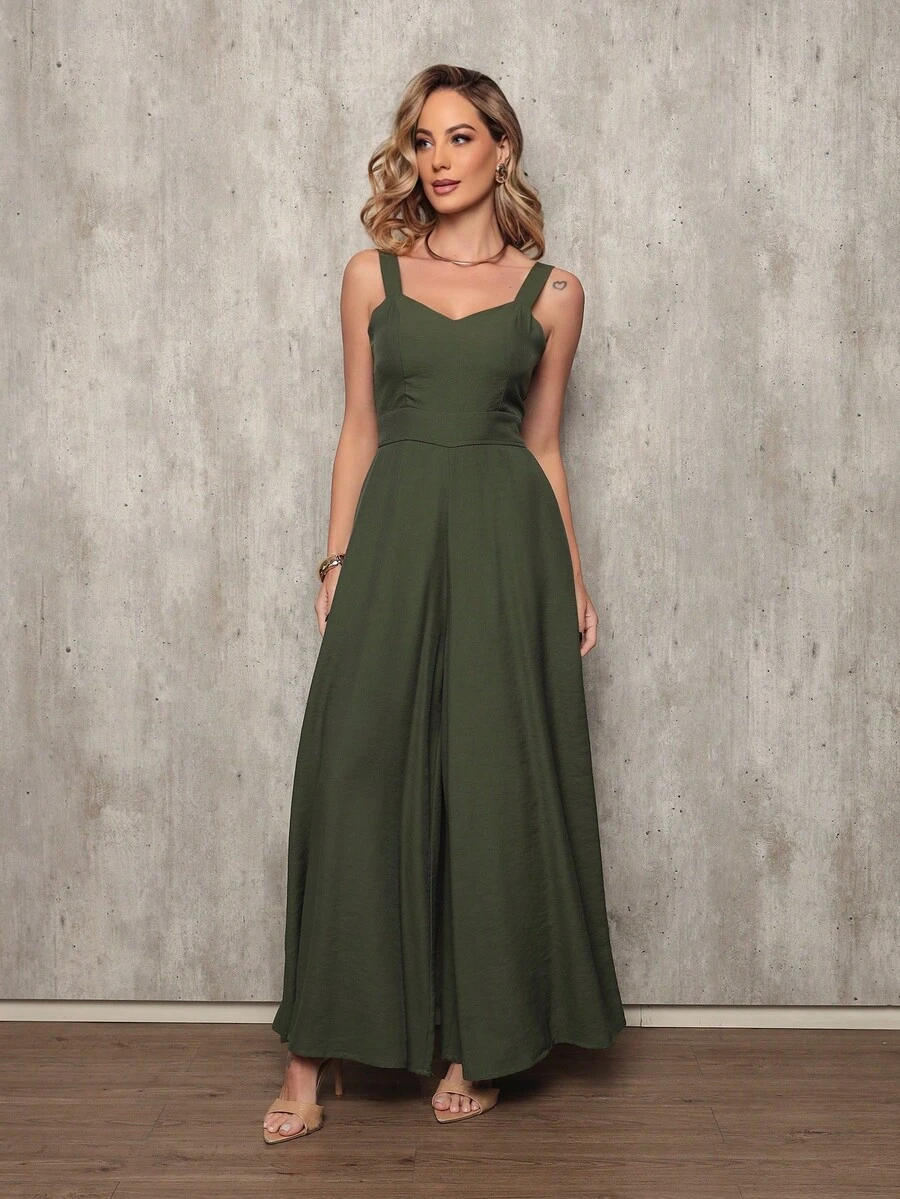 Casual Jumpsuit In Super Comfortable Marrant Fabric - Army Green - View 1