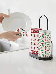 Weihnachts-Küchenpapier, dreischichtige verstärkte Rolle, Einweg-Küchen-Reinigungspapier für Trocken- und Nassreinigung, Einweg-Küchentücher, waschbare Trocken- und Nassreinigungsutensilien, zufällige Stilauswahl, Weihnachts-Haushaltsreinigungsutensilien, Weihnachtsgeschenke, Weihnachts-Dekorationspapierhandtücher