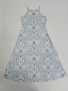 Fashionable Lightweight Elegant Women Summer Holiday Style Casual Versatile Slim Fit Outdoor/Indoor/Travel/Work Dress Options, Women's Spring/Summer Sleeveless Crew Neck Pattern Long Maxi Dress Camisole - White - View 1