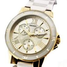 ORIENT Women's Watch-  Crystal Indexes, Triple Subdial With Date & Day, Guilloche White Dial, Water Resistant SUT0F003S0