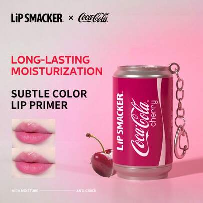 LIP SMACKER Balsam de buze la conservă CoCa Cola Collaboration, aromă de suc de fructe, nuanță de buze hidratantă și hrănitoare, balsam de buze colorat, potrivit ca și cadou pentru prieteni și familie, cu lanț agățat, cadou de Crăciun - LIPSMACKER