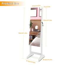 Dripex White Floor Length Mirror Wardrobe, Lockable Jewelry Organiser Armoire Large Storage, 3 Angles Adjustable Free Standing Mirror Storage - White - View 3