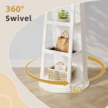 Dripex Jewelry Organiser Mirror Wardrobe, 360° Swivel Jewelry Storage, Lockable, 3 In 1 Free Standing Mirror With Storage Shelves - White - View 5